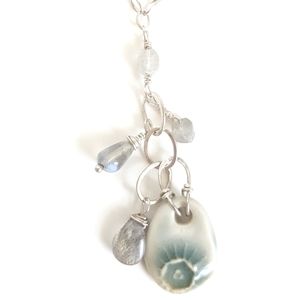 Tourmaline Artisan Handmade Necklace w/ Ceramic Pendant 💎 Taxco Mexico